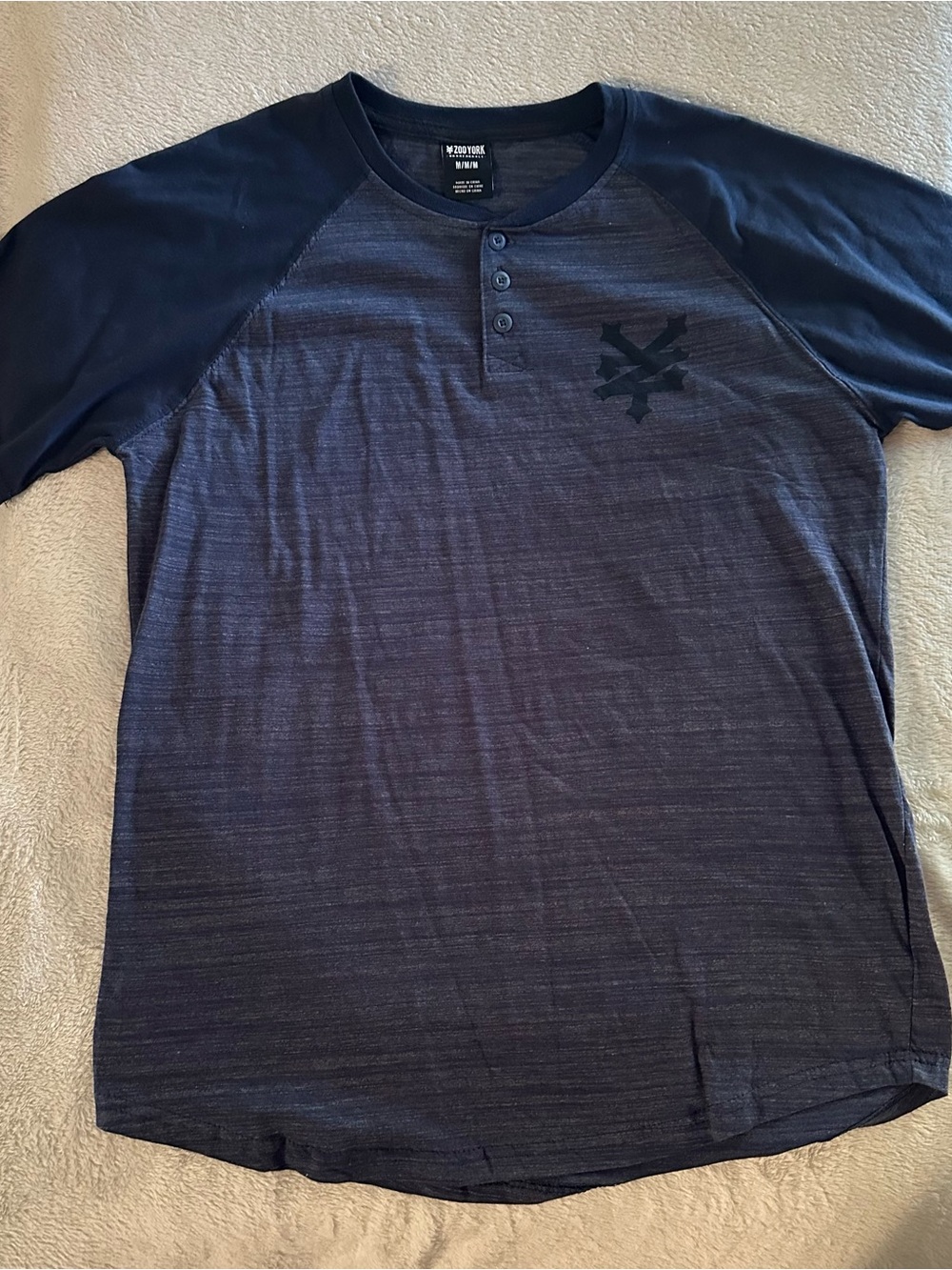 Zoo York Men's Navy Short-Sleeve Henley Raglan Tee